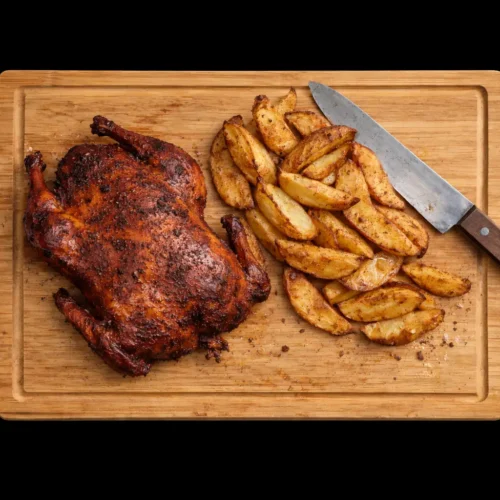 עוף שלם מעושן עם תוספת פוטטו (2 קילו לפני עישון)